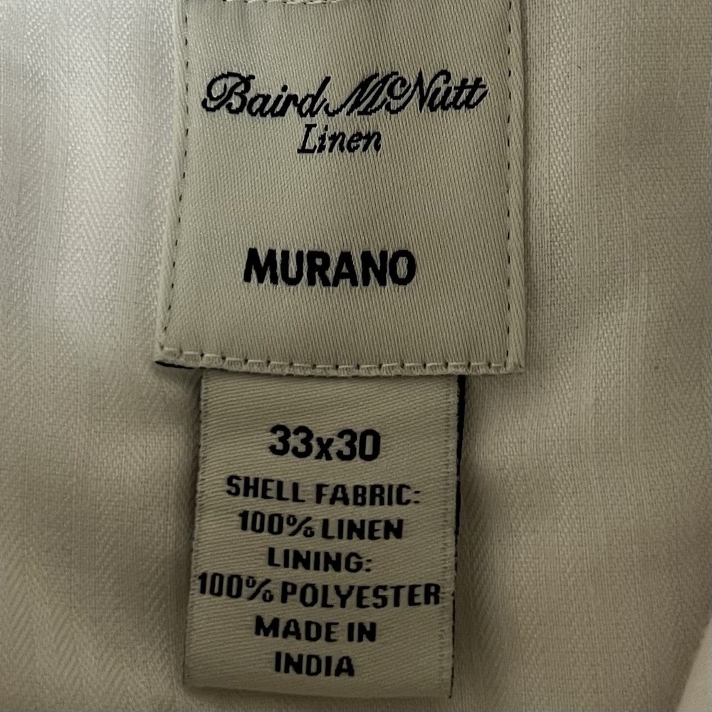 Murano Baird McNutt Linen Pants Mens 33x30 White Cuffed Lined Resort Beach - Picture 8 of 12
